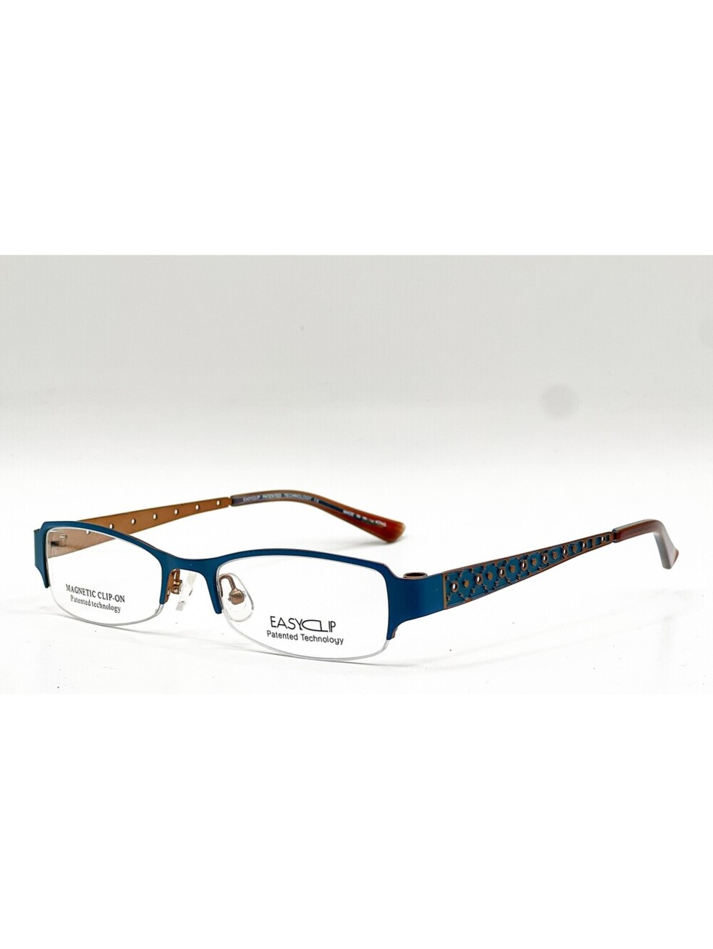 Easyclip P6039 50 Satin Cadet Blue And Copper Authentic Eyeglasses 49-17-135